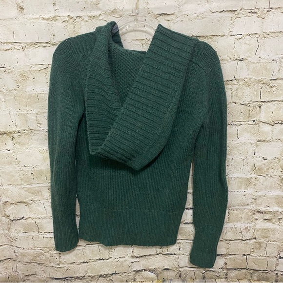 Banana Republic Green Lambs Wool Blend Hooded V Neck Sweater - Picture 6 of 6